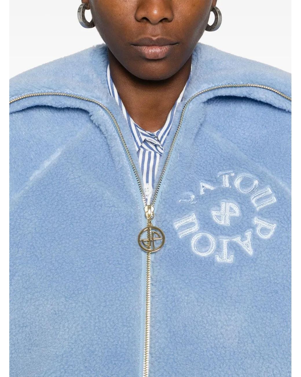 Patou Blue Shearling Bomber Jacket