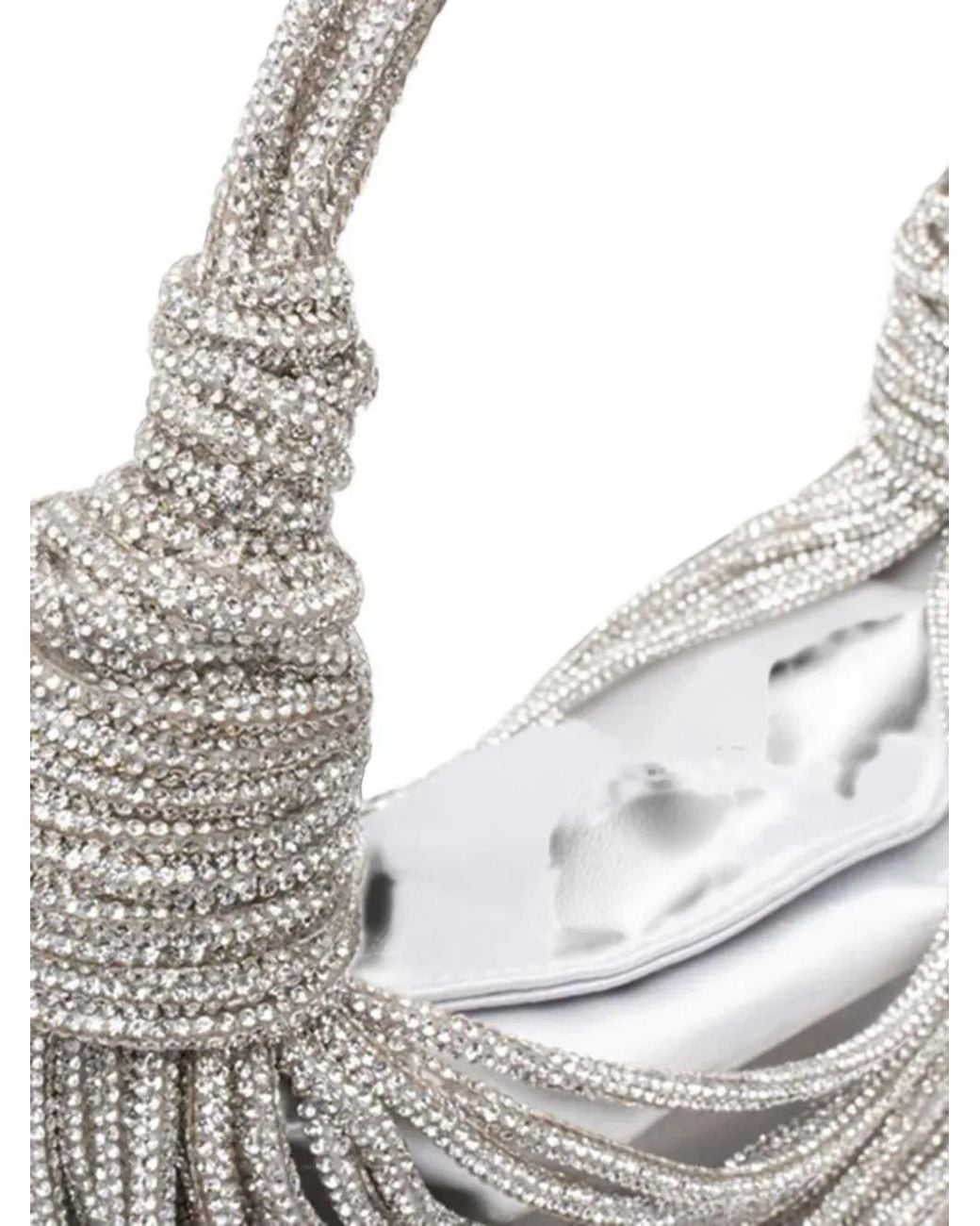 Twentyfourhaitch White Tome Crystal-Embellished Knotted Tote Bag