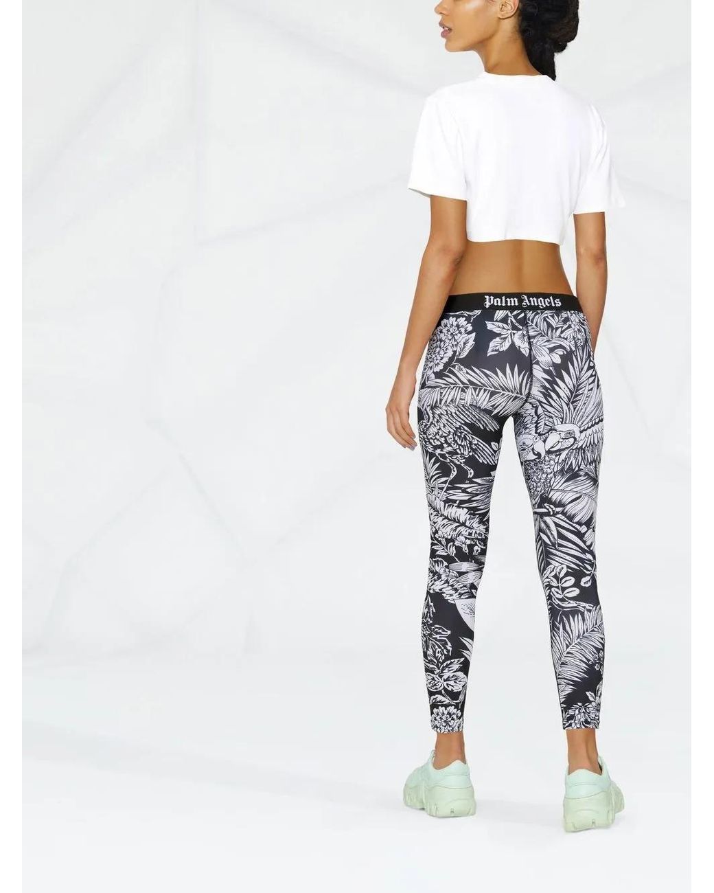 Palm Angels Blue Jungle Parrots Stretch Leggings
