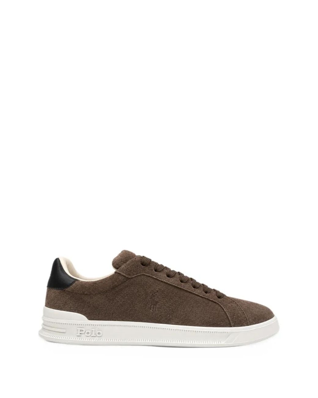 Polo Ralph Lauren Brown Suede Logo-Embroidered Sneakers for men