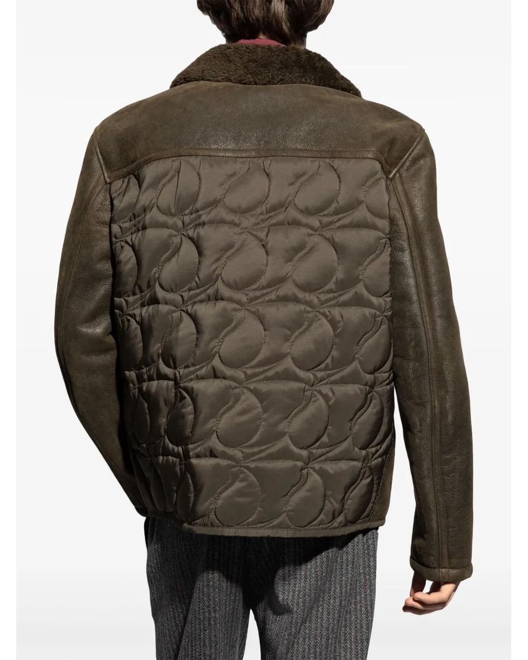 Etro Green Jacket With Fur Collar for men