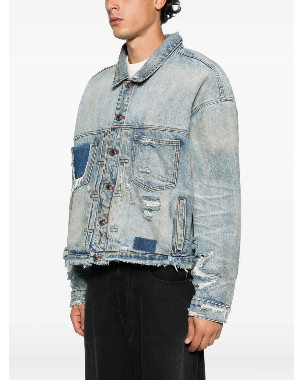 DIET STARTS MONDAY Blue Veste En Jean À Effet Usé for men