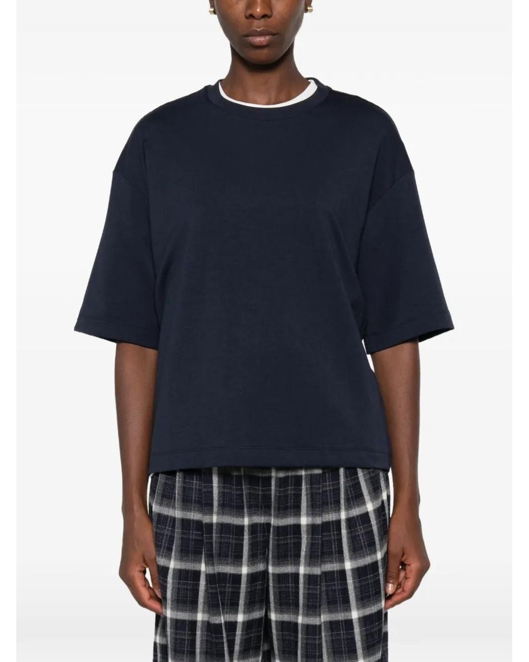 ELEH Blue Pleat-Detail T-Shirt