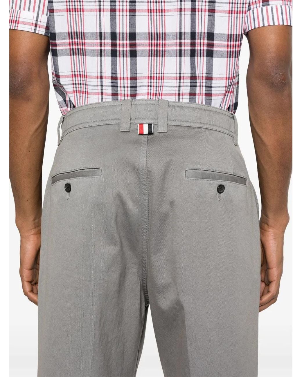 Thom Browne Gray Cotton Twill Utility Trousers for men