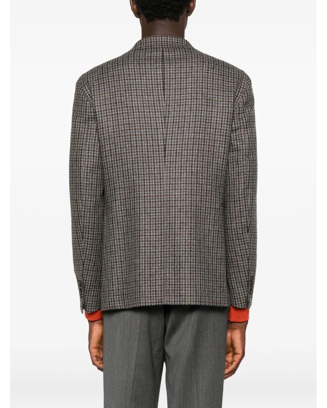 Tagliatore Gray Patterned Single-Breasted Jacket for men