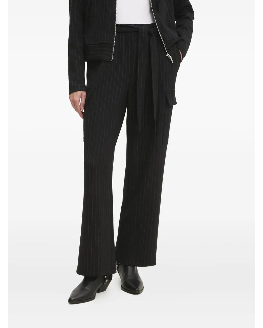 DKNY Black Pinstripe Cargo Trousers