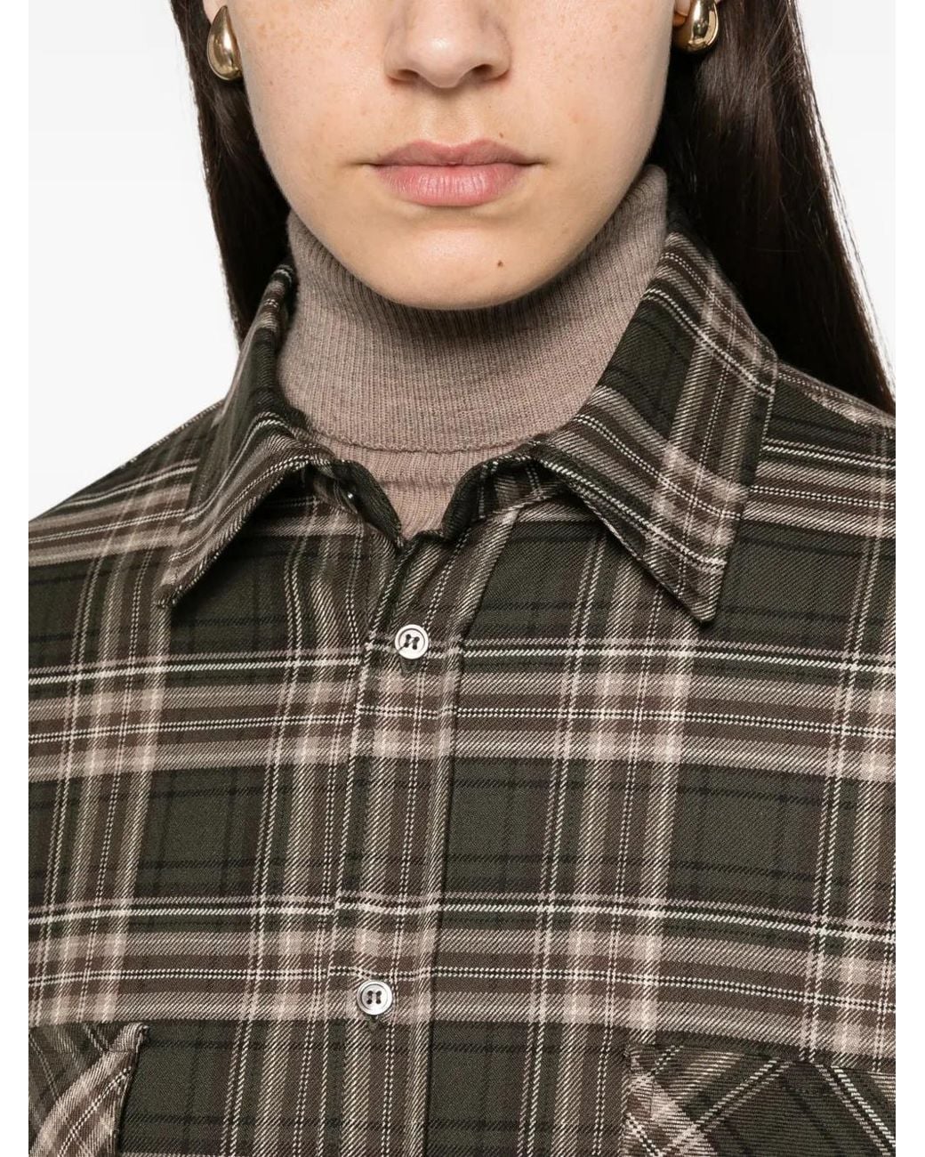 NINA 14.7 Multicolor Check-Pattern Flap-Pocket Shirt