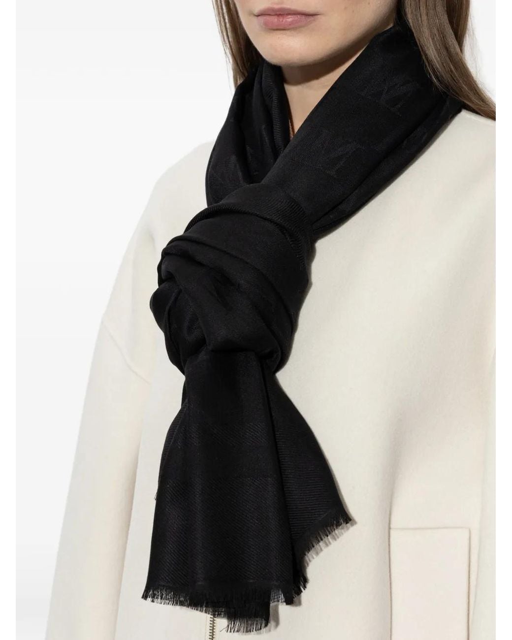 Max Mara Black Gelato Logo-Jacquard Scarf