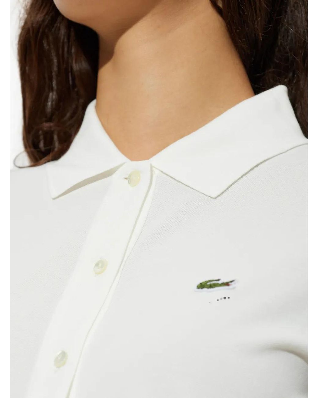 Lacoste White Pleated-Skirt Mini Polo Dress