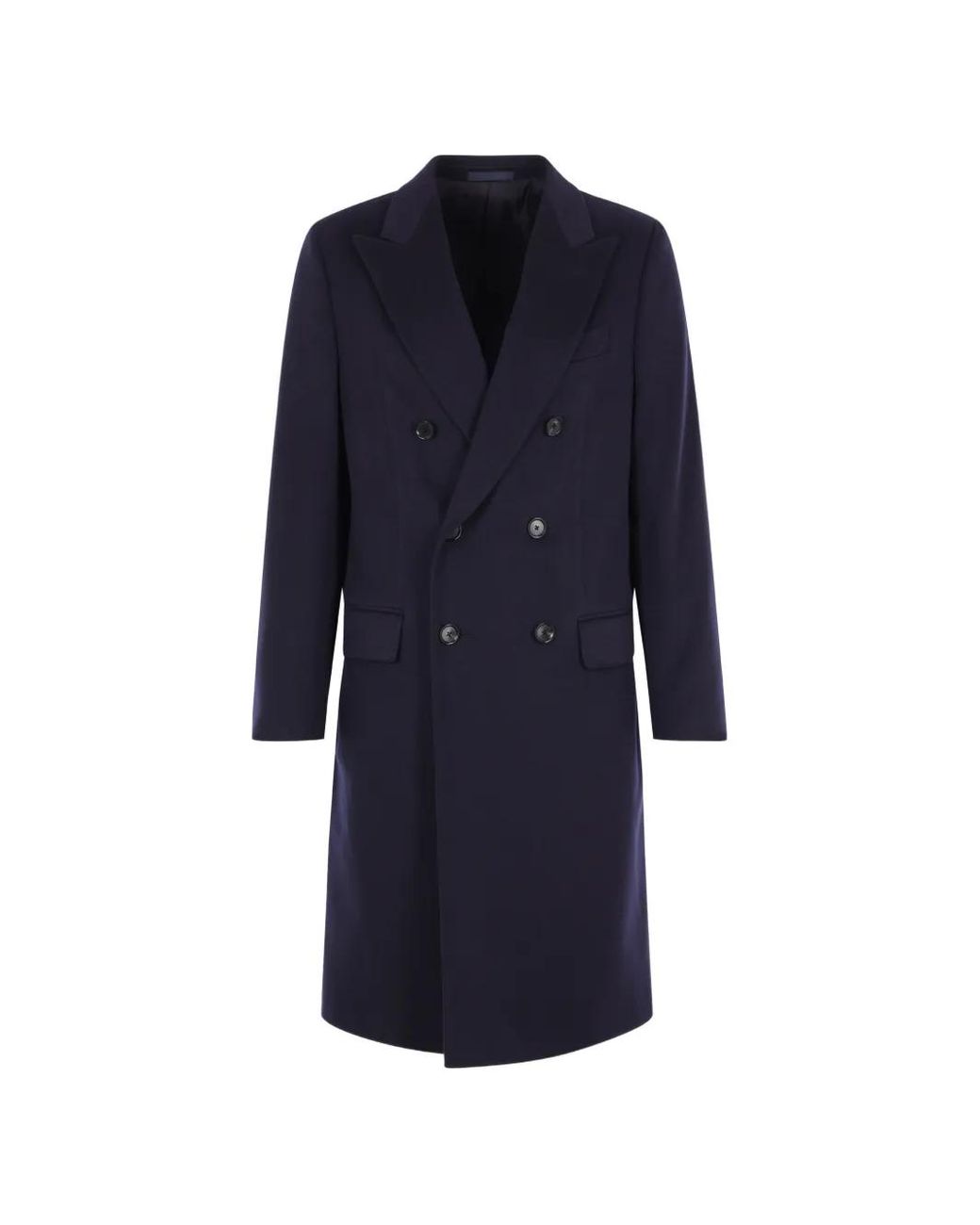 Caruso Blue Manteau Croisé À Revers Crantés for men