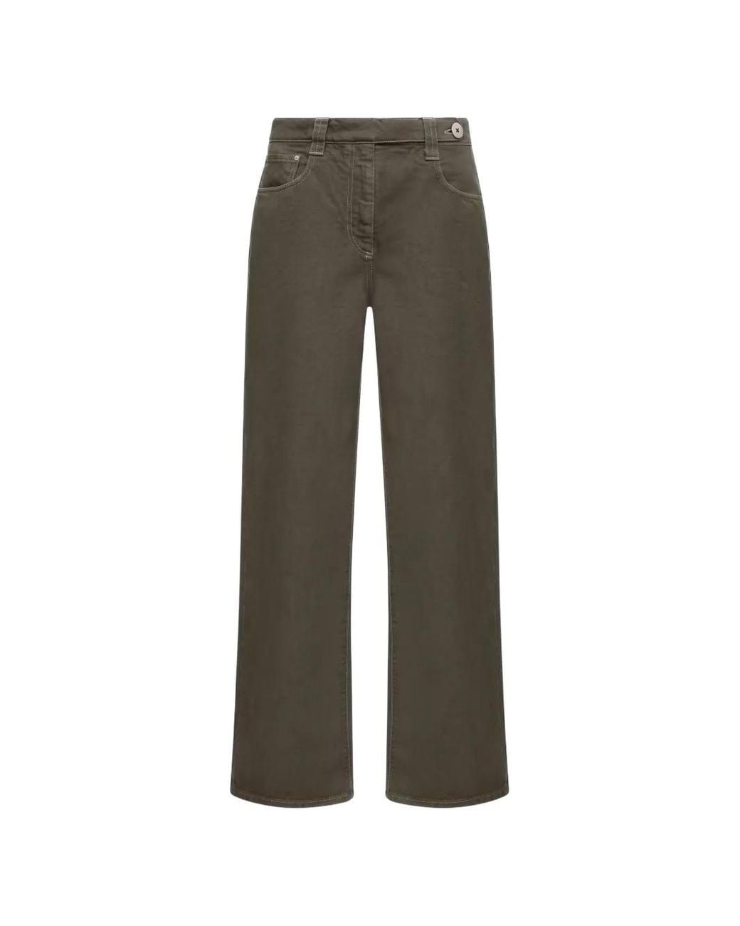 Brunello Cucinelli Gray Contrast-Stitch Trousers