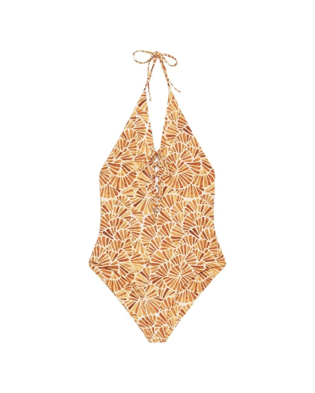 Maliparmi Metallic Shell Lace-Up Swimsuit
