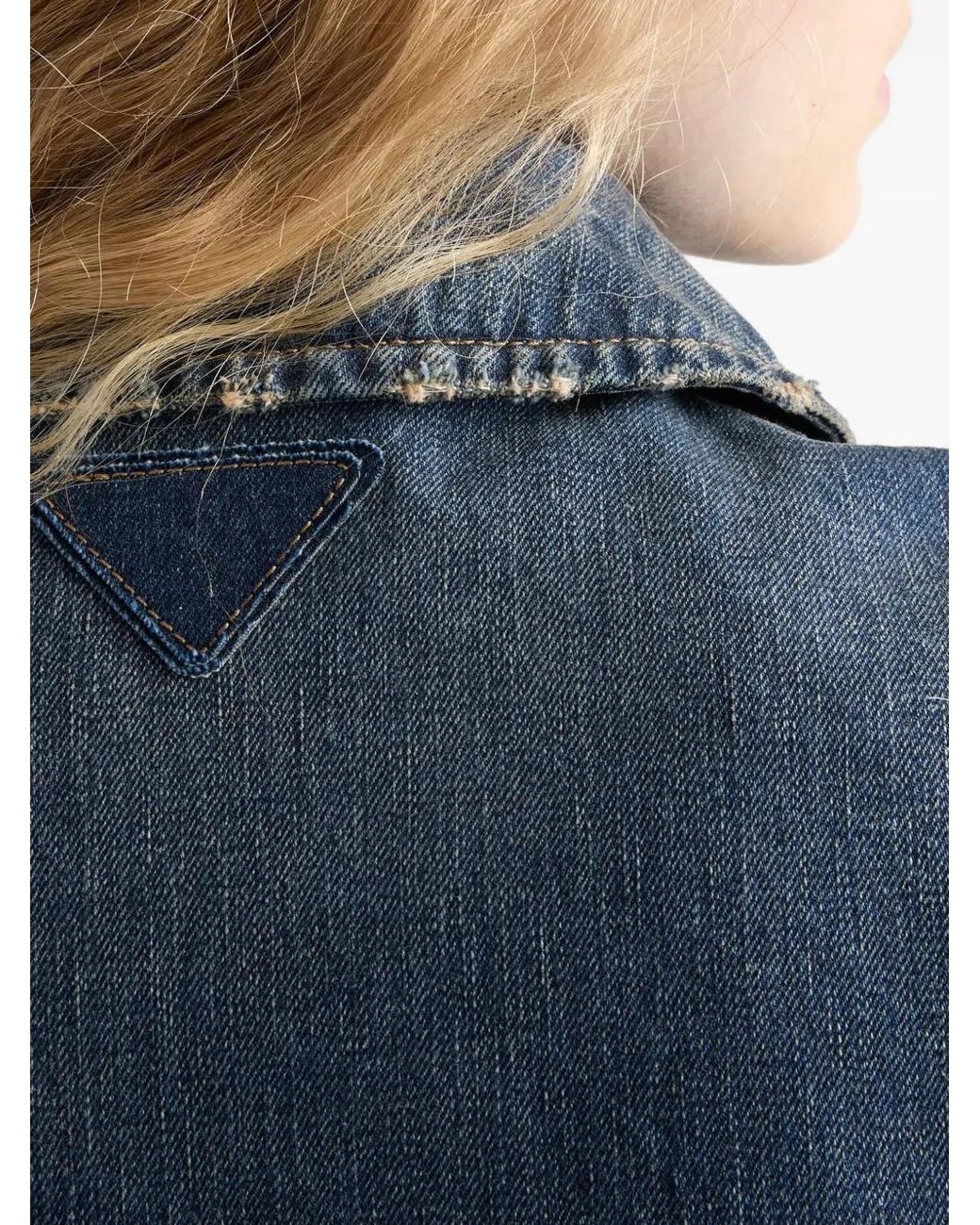 Prada Blue Washed Denim Blouson Jacket