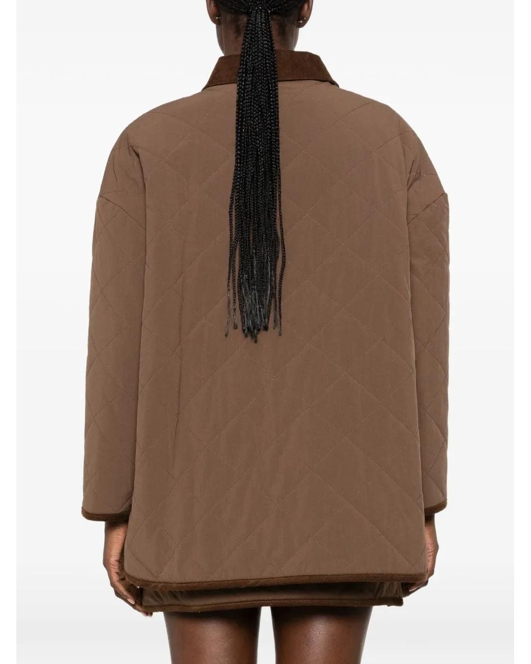 ELEH Brown Quilted Corduroy-Collar Jacket