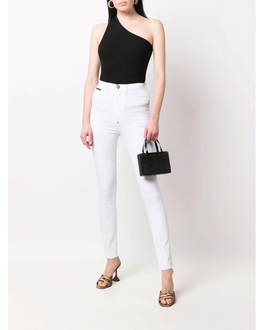 Philipp Plein White Super High-Wasit Jegging