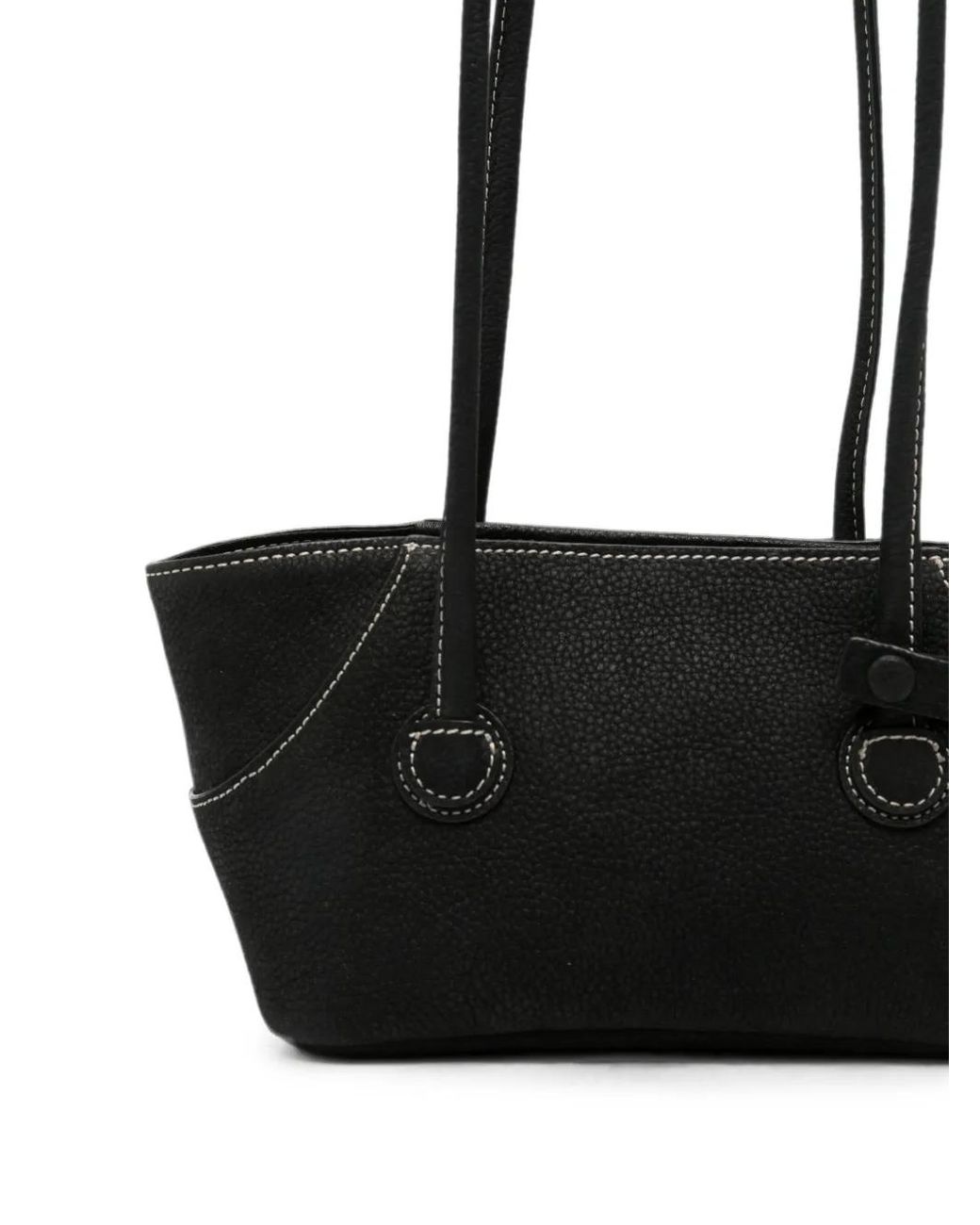 MARGE SHERWOOD White Petit Sac Porté Épaule Boat En Cuir À Coutures Contrastantes