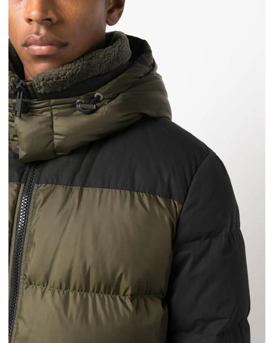 Yves Salomon Green Detachable-Hood Down Jacket for men