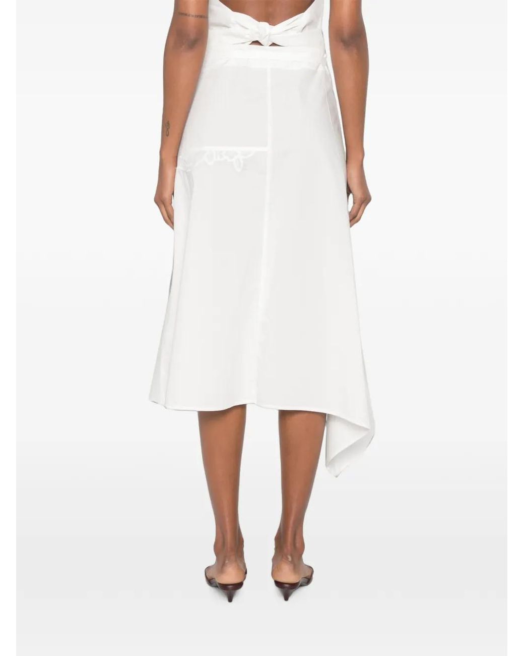 Sir White Lace-Embellished Midi Skirt