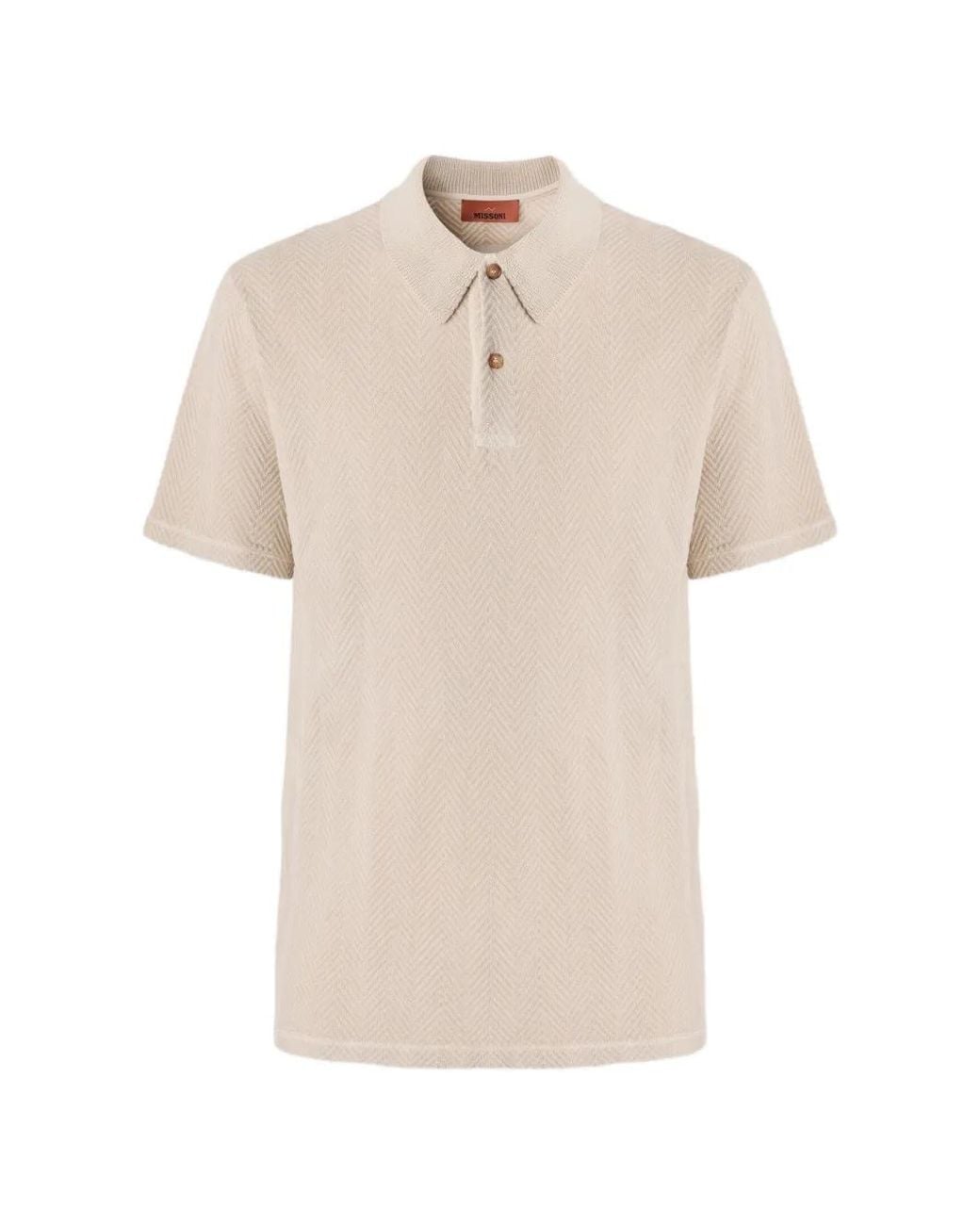 Missoni Natural Cotton And Viscose Polo Shirt With Zigzag Motif for men