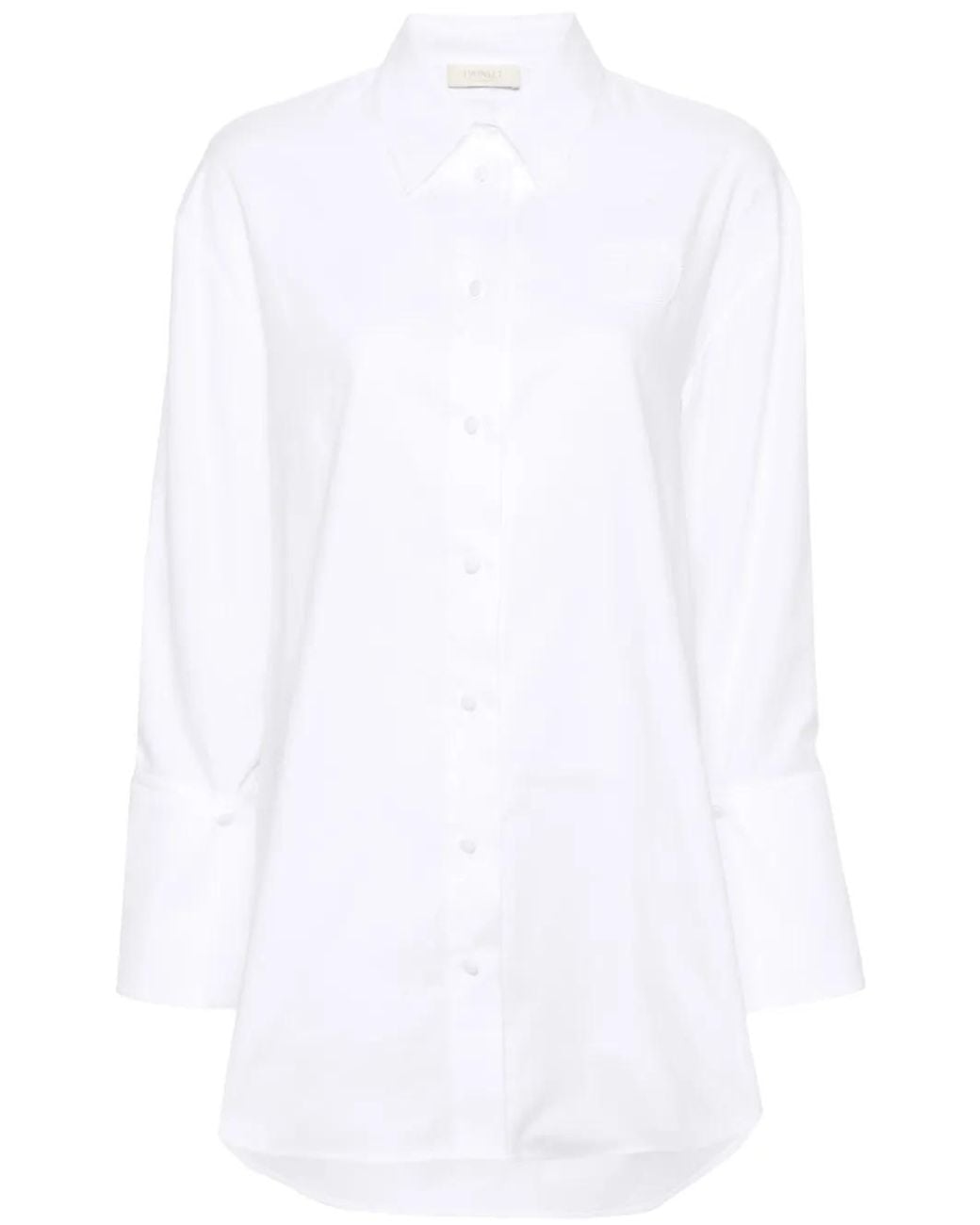 Twinset White Logo-Patch Detachable-Cuffs Shirt