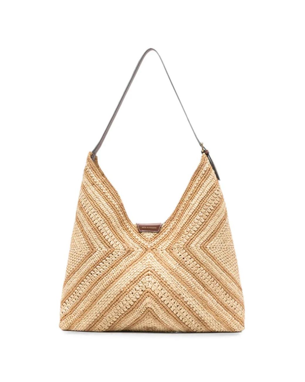 Anya Hindmarch Natural Sac Porté Épaule Tissé À Chevrons