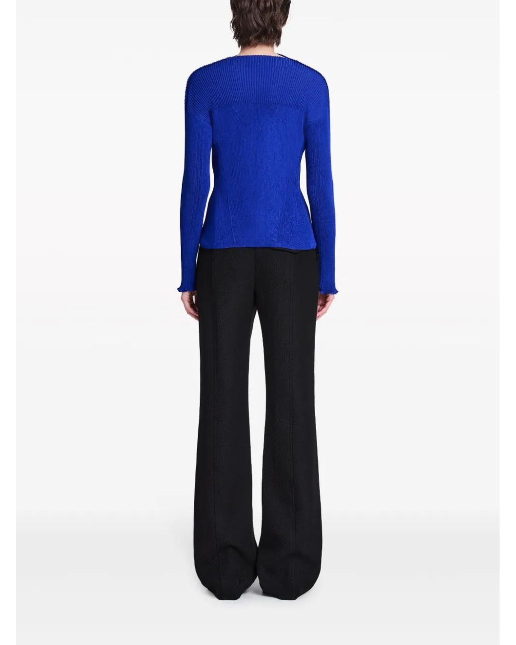 Proenza Schouler Blue Mock-Neck Ribbed Sweatshirt