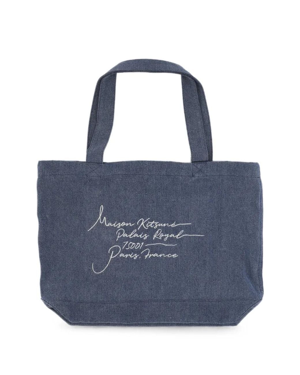 Maison Kitsuné Blue Logo Denim Tote Bag