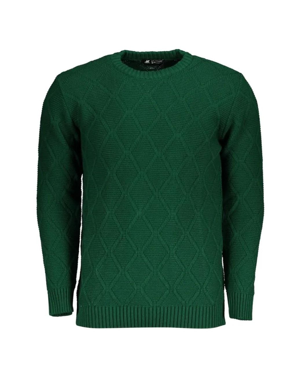 U.S. Grand Green Diamond-Knit Sweater for men