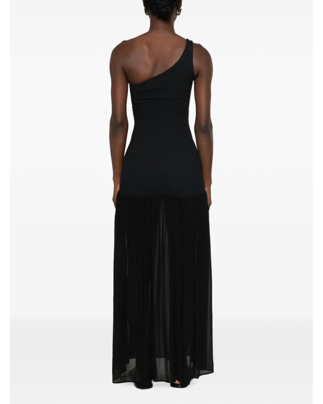 Hunza G Black Sandy One-Shoulder Maxi Dress
