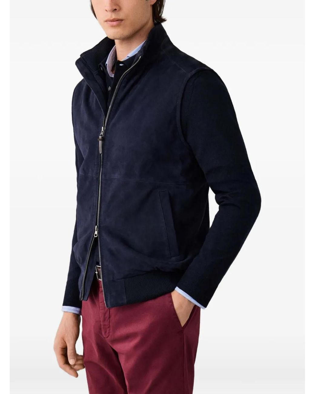 Hackett Blue Ribbed-Trim Jacket for men