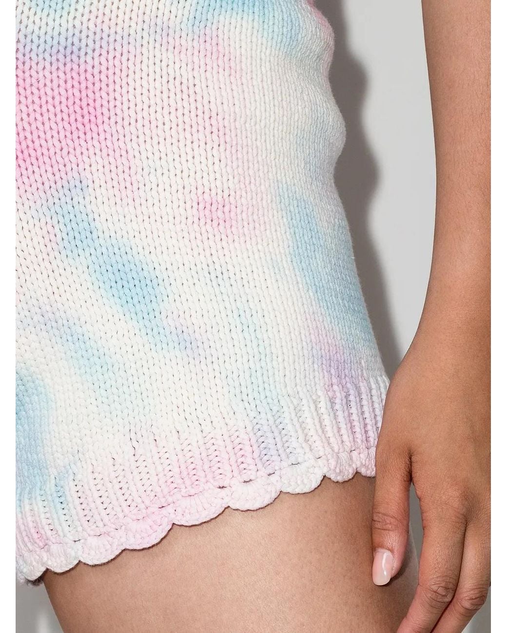 LoveShackFancy White Karissa Knitted Tie-Dye Shorts