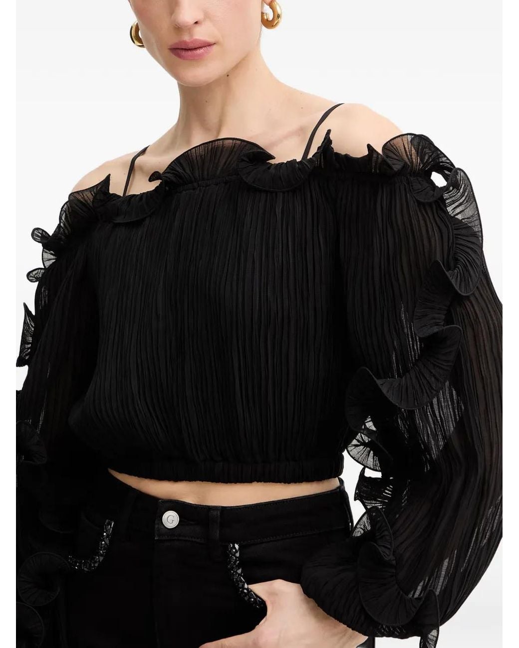 Guess Chiffon Shirt in het Black
