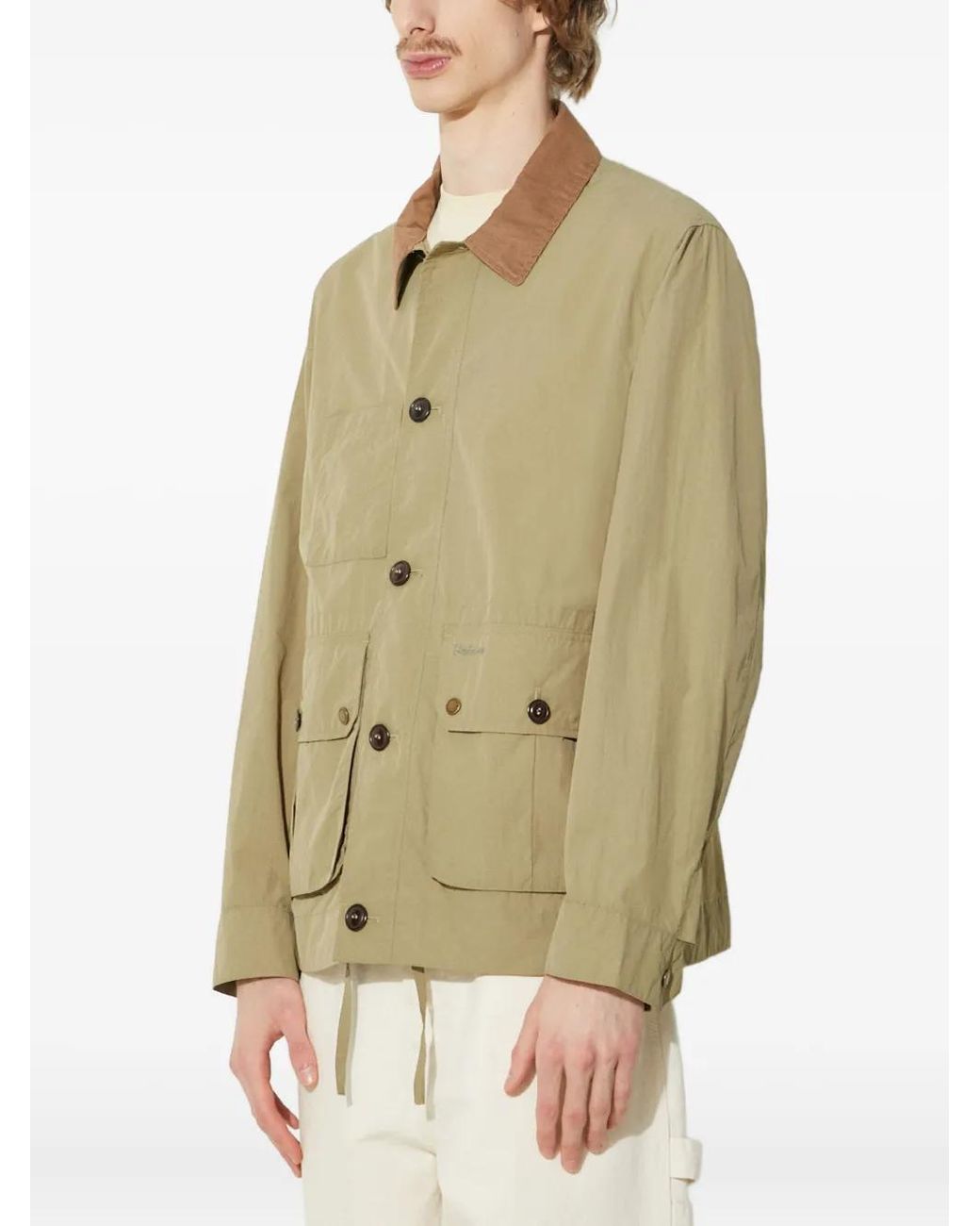 Barbour Green Corduroy-Collar Button Jacket for men