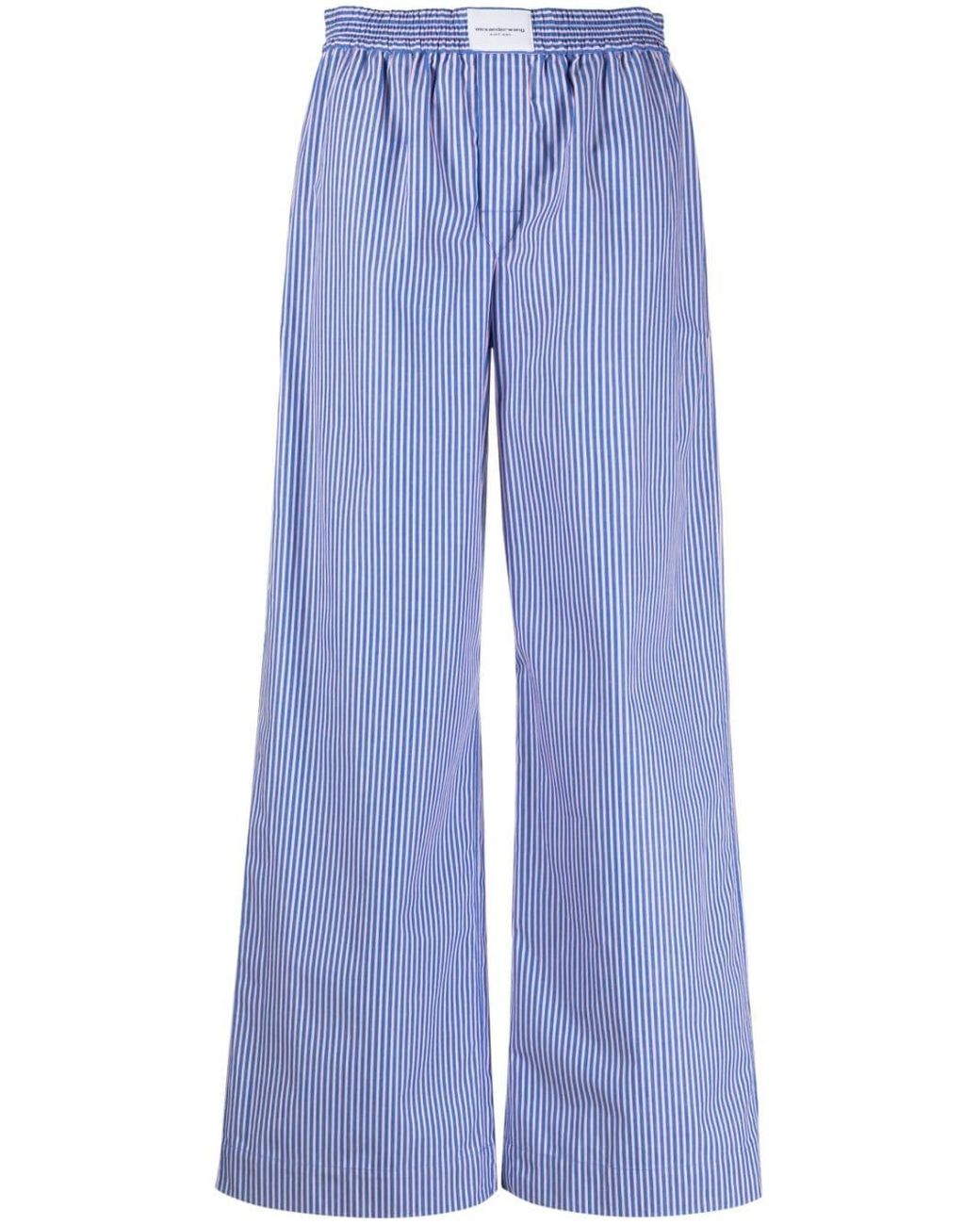 Blue and white striped palazzo pants online