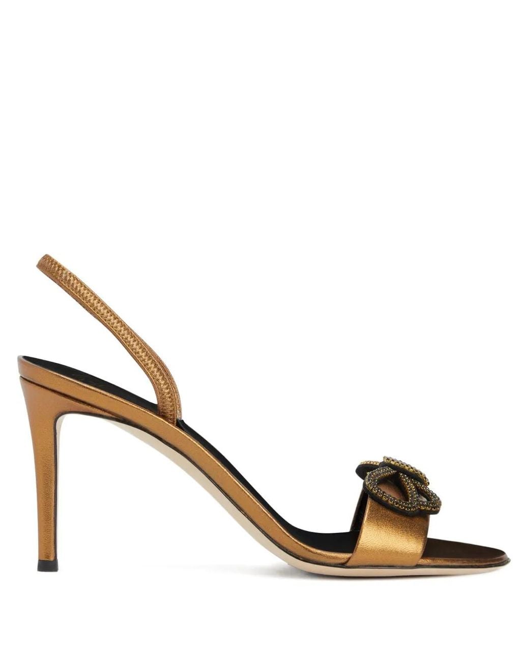 Giuseppe Zanotti Metallic Zari Bow-Embellished Slingback Sandals