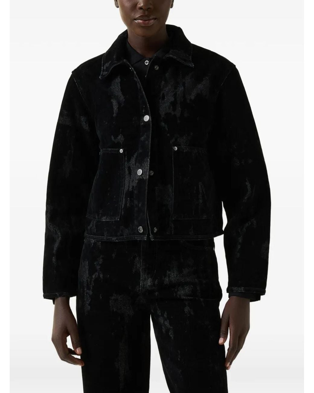 Bogner Black Lore Flock-Print Denim Jacket
