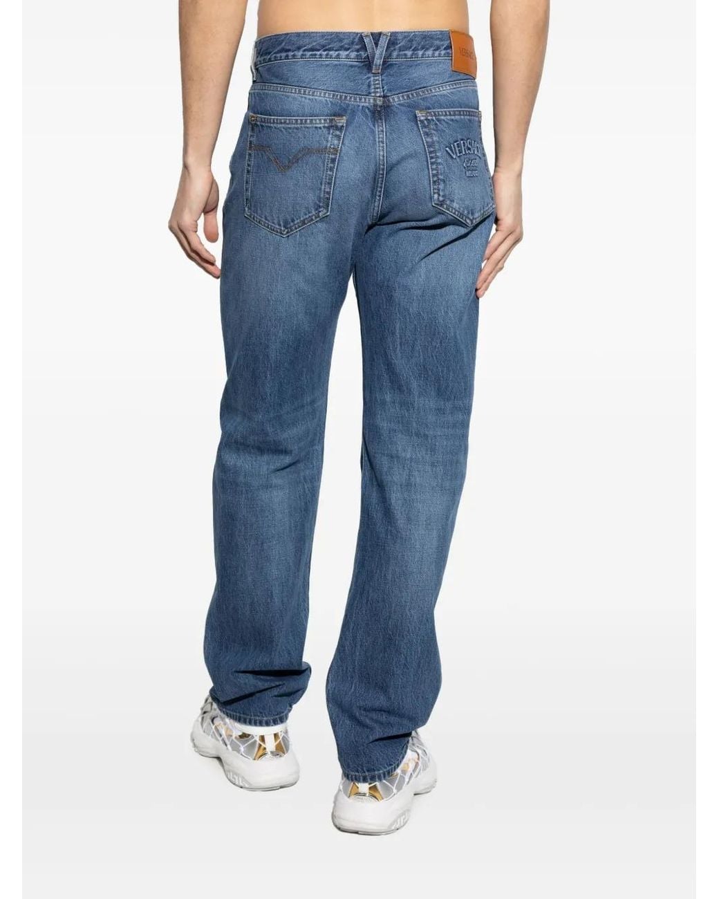 Versace Blue Logo-Patch Jeans for men