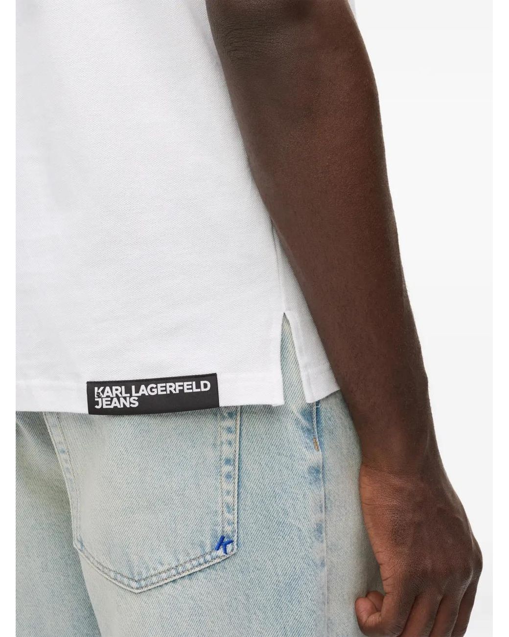 Karl Lagerfeld White Logo Polo Shirt for men