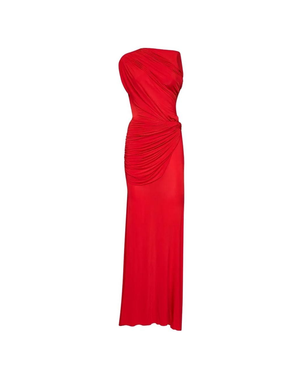 Alex Perry Gathered Asymmetric-Neck Maxi Dress