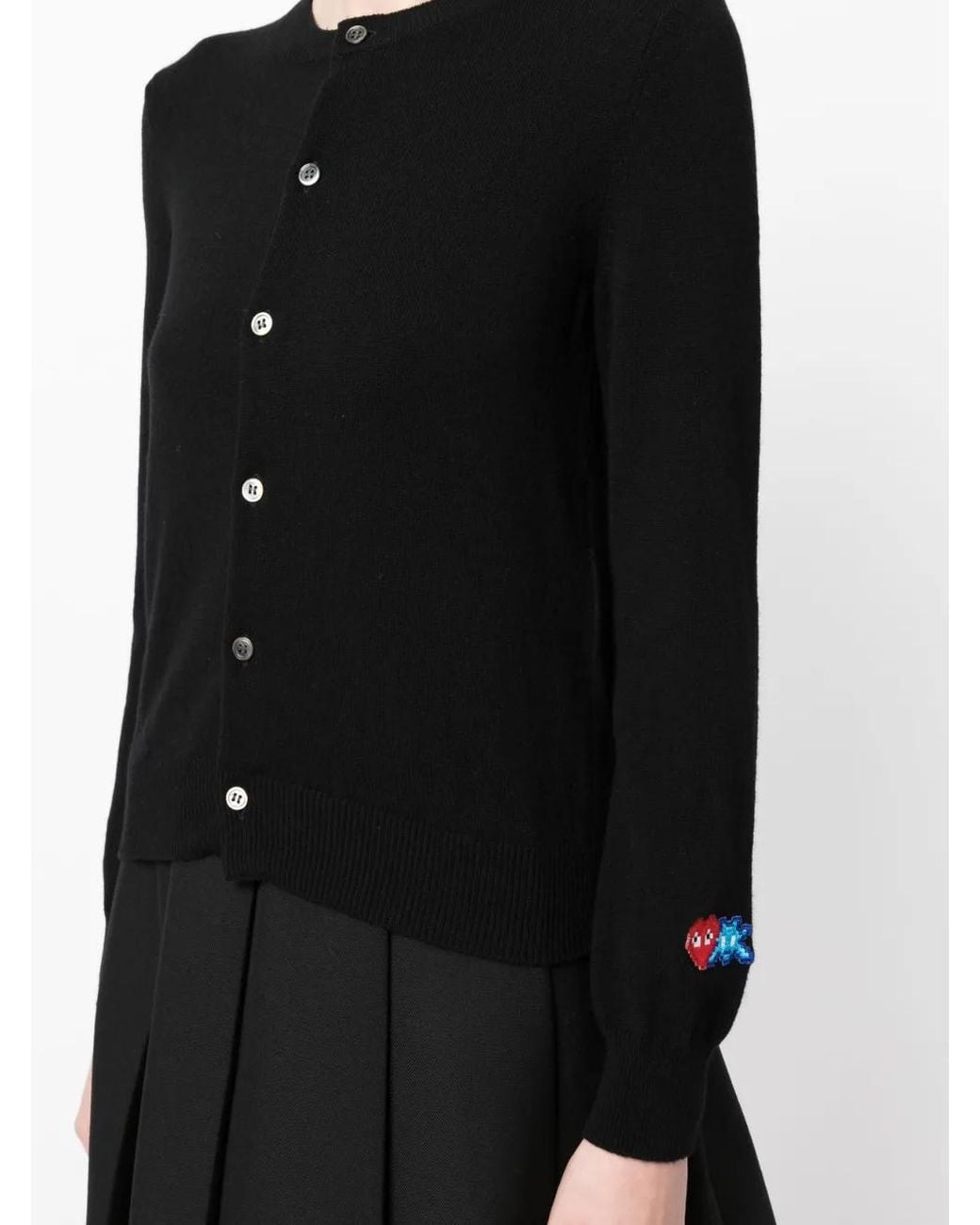 COMME DES GARÇONS PLAY Black X The Artist Invader Pixelated-Appliqué Cardigan