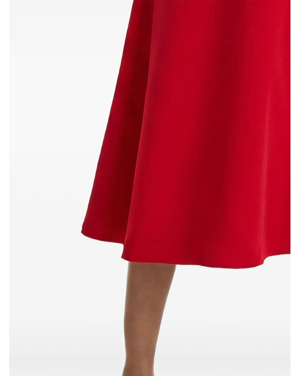 MOOS STUDIO Red Off-Shoulder A-Line Midi Dress