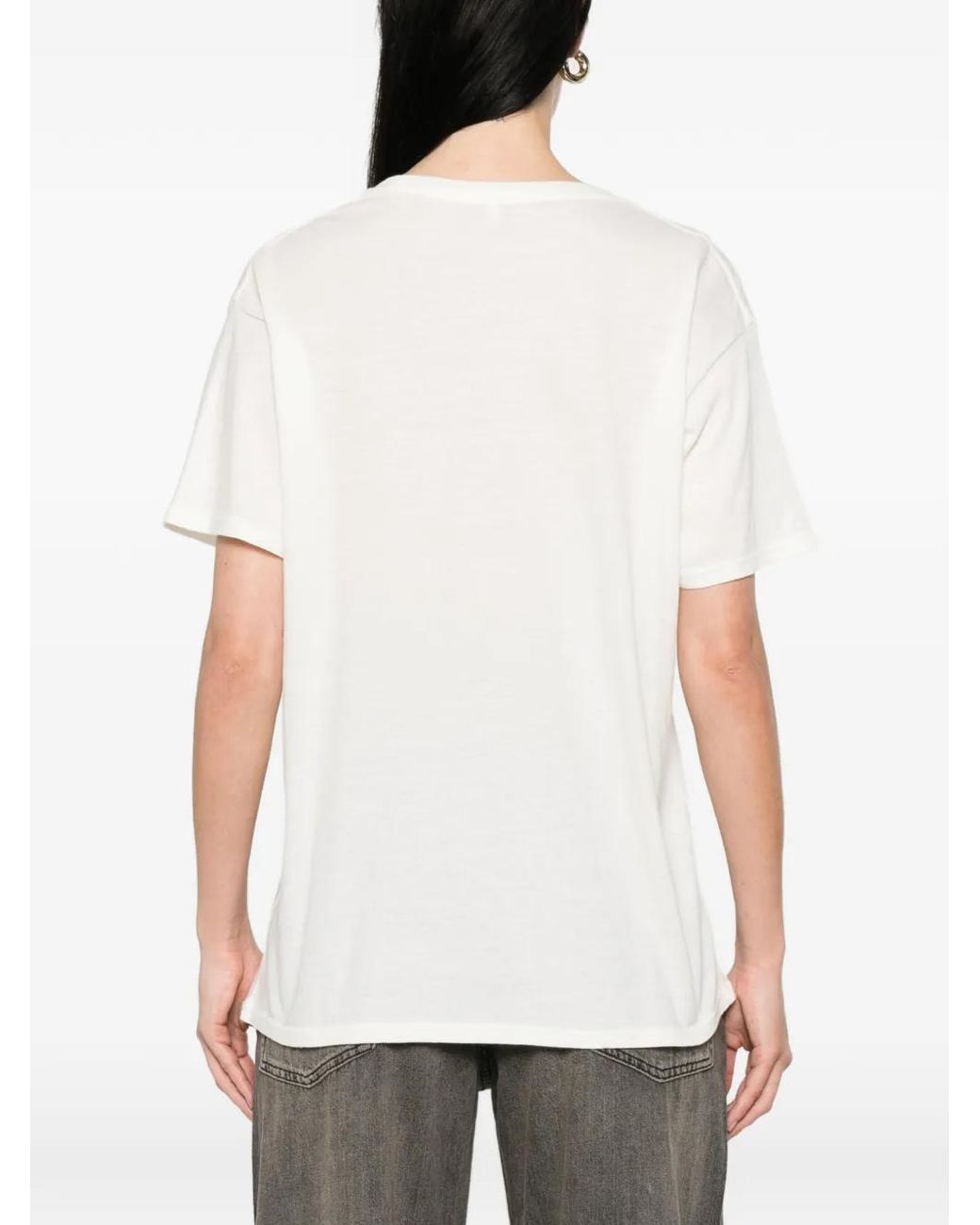R13 White T-Shirt Imprimé À Col Rond