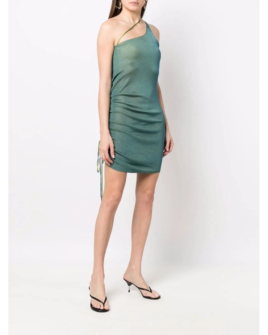 Isa Boulder Green Reversible Asymmetric Knitted Dress