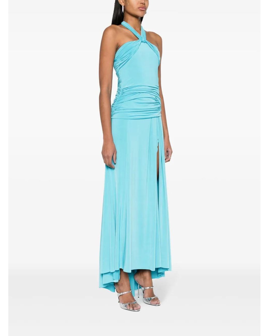 Blugirl Blumarine Draped Jersey Maxi Dress in Blue | Lyst