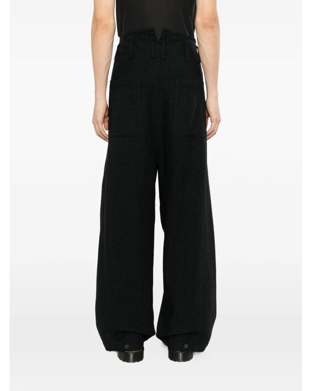 Nude:mm Black Houndstooth-Pattern Pleated Trousers for men