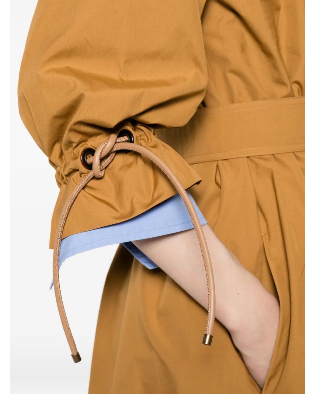 Max Mara Natural Mirto Belted Ruffled Dress
