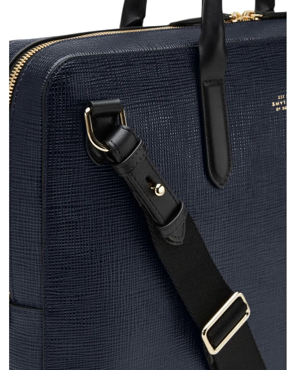Smythson Blue Panama Slim Briefcase