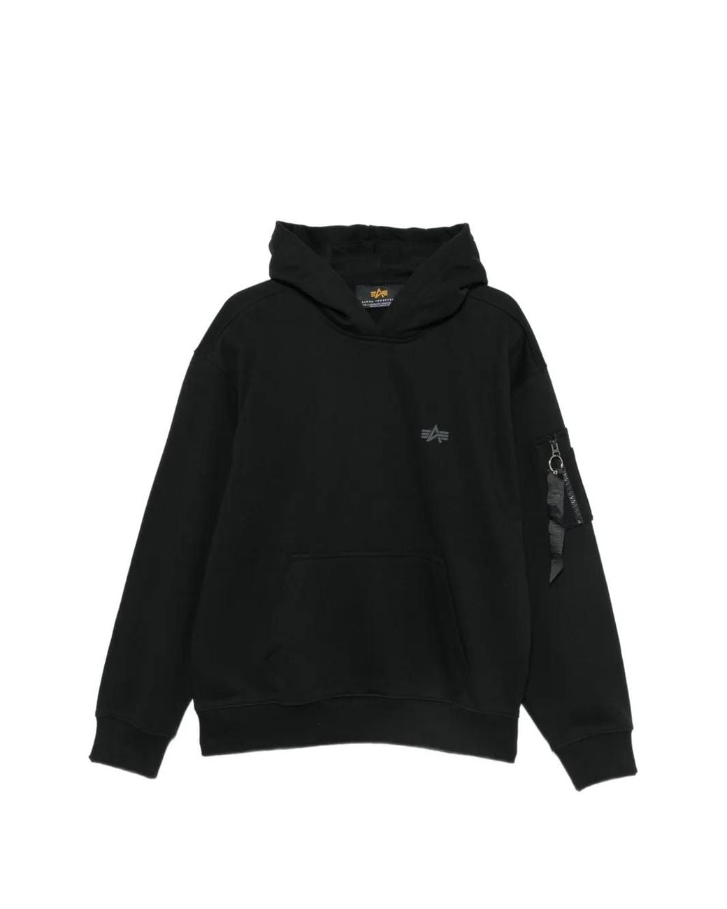Alpha Industries Black Logo-Print Utility-Pocket Hoodie for men
