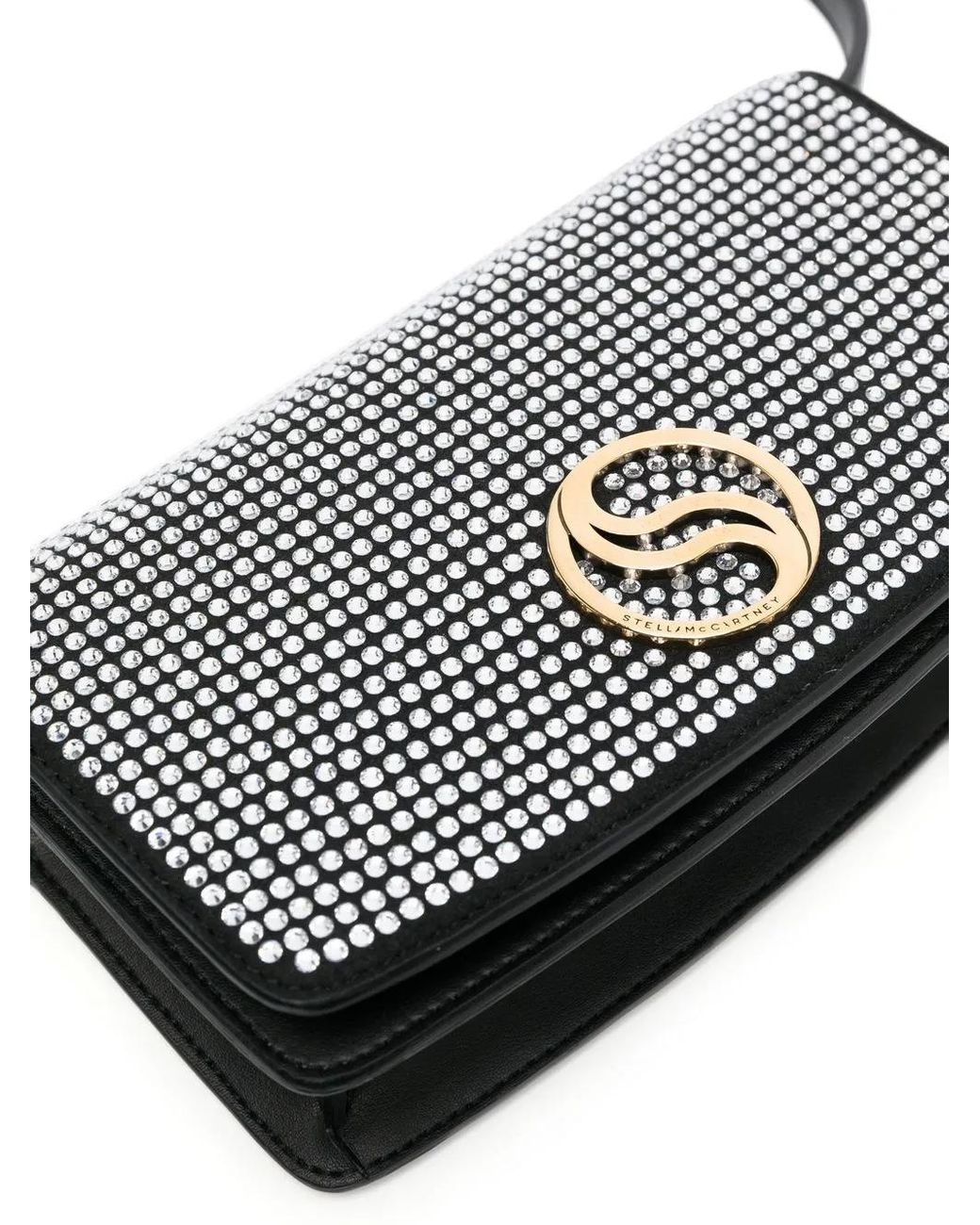 Stella McCartney Gray S-Wave Crystal-Embellished Crossbody Bag
