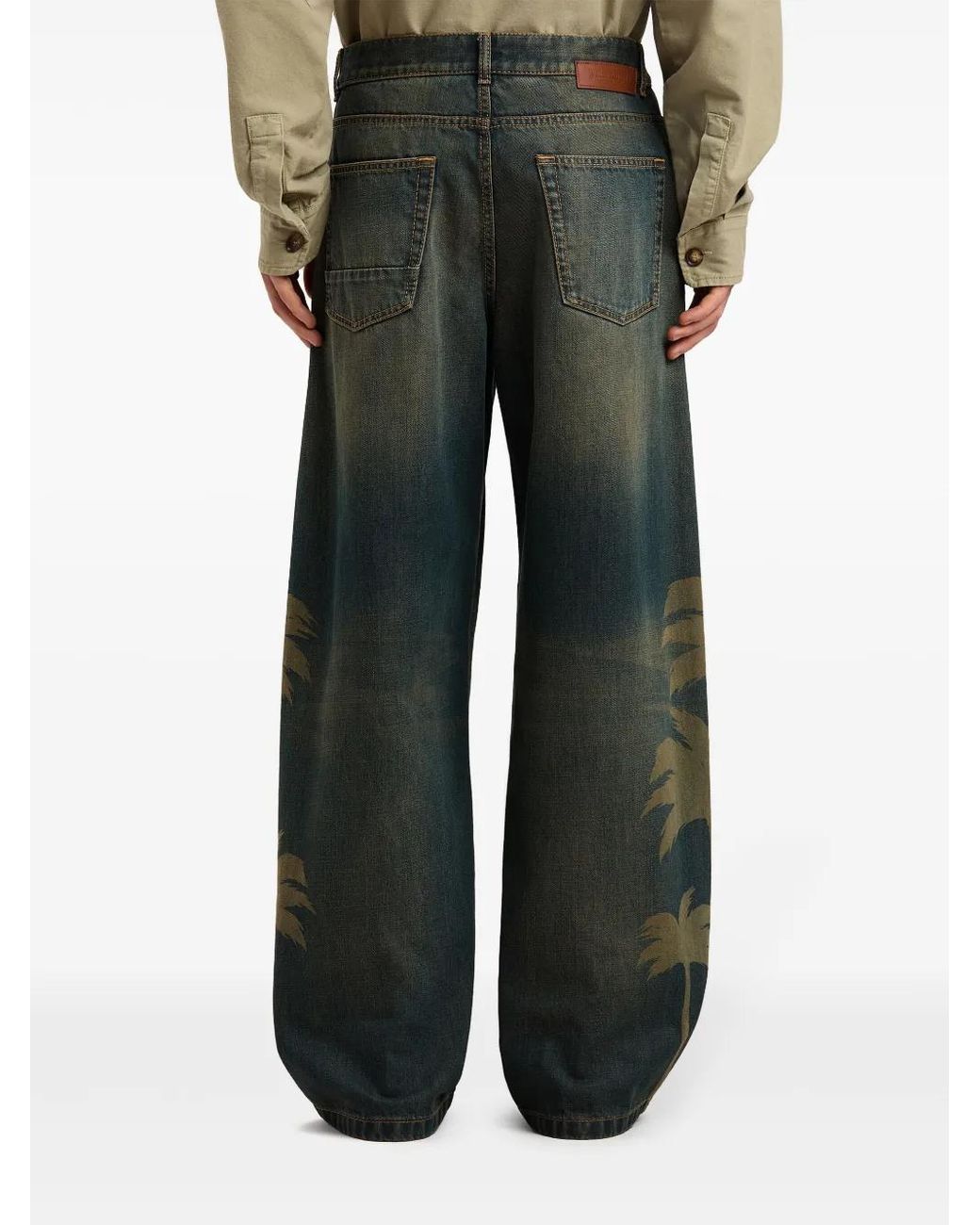 Palm Angels Green Pamls Laser Jeans for men